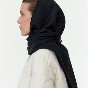 UNU Head Scarf Black Puffer Quilted Shawl Balaclava